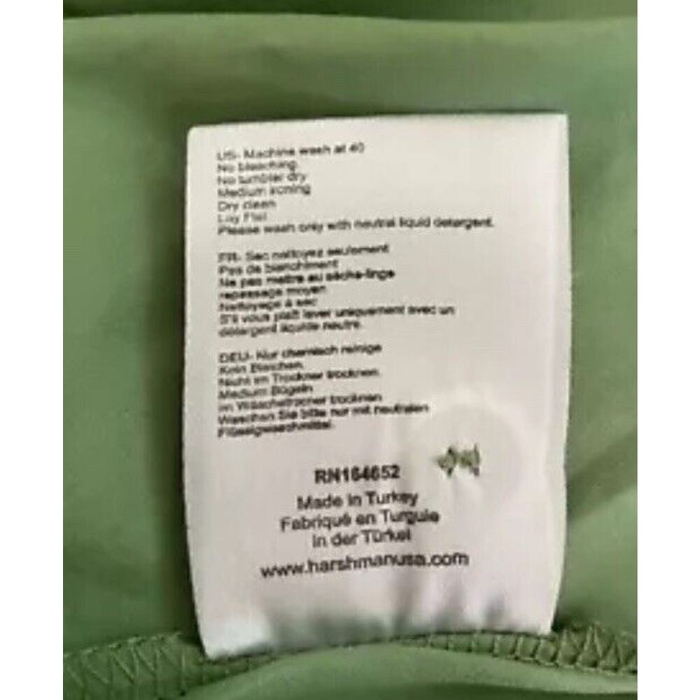 Harshman Muriel Matcha Green Cotton Shirt Dress 3/4 Sleeve NWT $229 M L 10 12 - Picture 7 of 10
